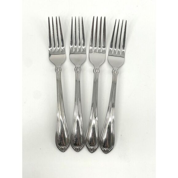 Lenox CHANDELLE Dinner Forks GLOSSY 18/10 Stainless China 8 1/8" Set Of 4 - Picture 1 of 5